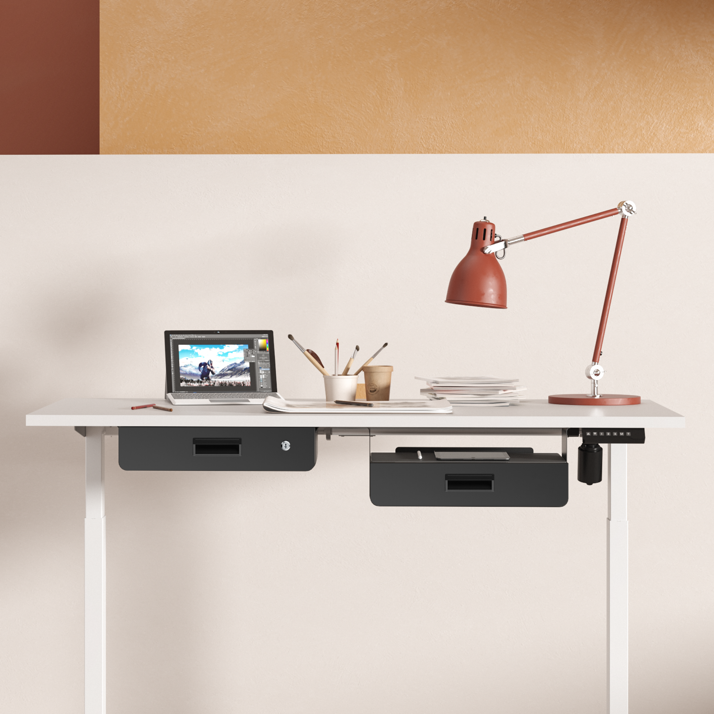Space Saving Under Desk Slim Storage Drawer with Locking Mechanism Supplier and Manufacturer LUMI