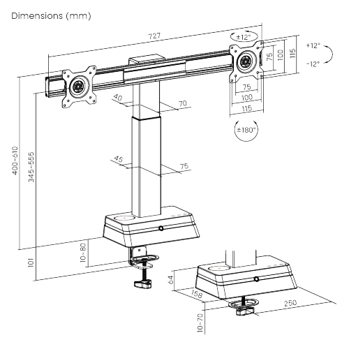 SmartView Electric Dual-Screen Monitor Stand LDT83-C02W  from china(chinese)