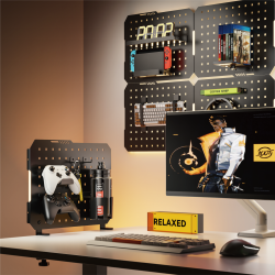 Clamp-On Desk Pegboard with LED Lighting & Accessories