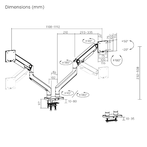 Economical Heavy-Duty Gas Spring Dual Monitor Arm LDT74-C024-KP01 For Most 17"-45“ Monitors from china(chinese)