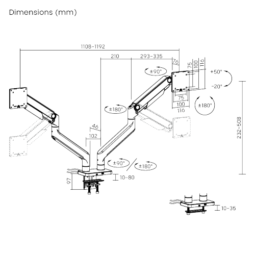 Economical Heavy-Duty Gas Spring Dual Monitor Arm With USB Port LDT74-C024UC-KP01 For Most 17"-45“ Monitors from china(chinese)