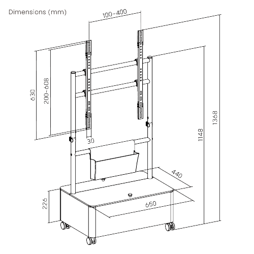 Easel Studio TV Cart With Storage Box & Pouch FS45-44T-02W makes storage more convenient from china(chinese)