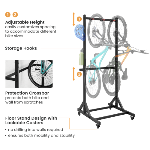 Mobile Freestanding Vertical Bike Rack for 3 Bikes LBS06-01 Free up valuable floor space from china(chinese)
