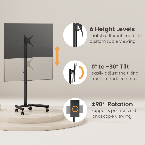 Economy Compact Height Adjustable TV Cart FS62-22TW-01 All-in-one solution for home, offices, and commercial areas from china(chinese)