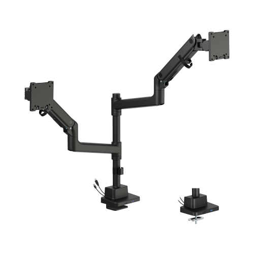 BoldGrip Heavy-Duty Pole-Mounted Gas Spring Dual Monitor Arm with USB-A/USB-C Ports LDT98-C024UCP Supports monitors up to 57" in size or weighing up to 27kg (59.4 lbs) from china(chinese)