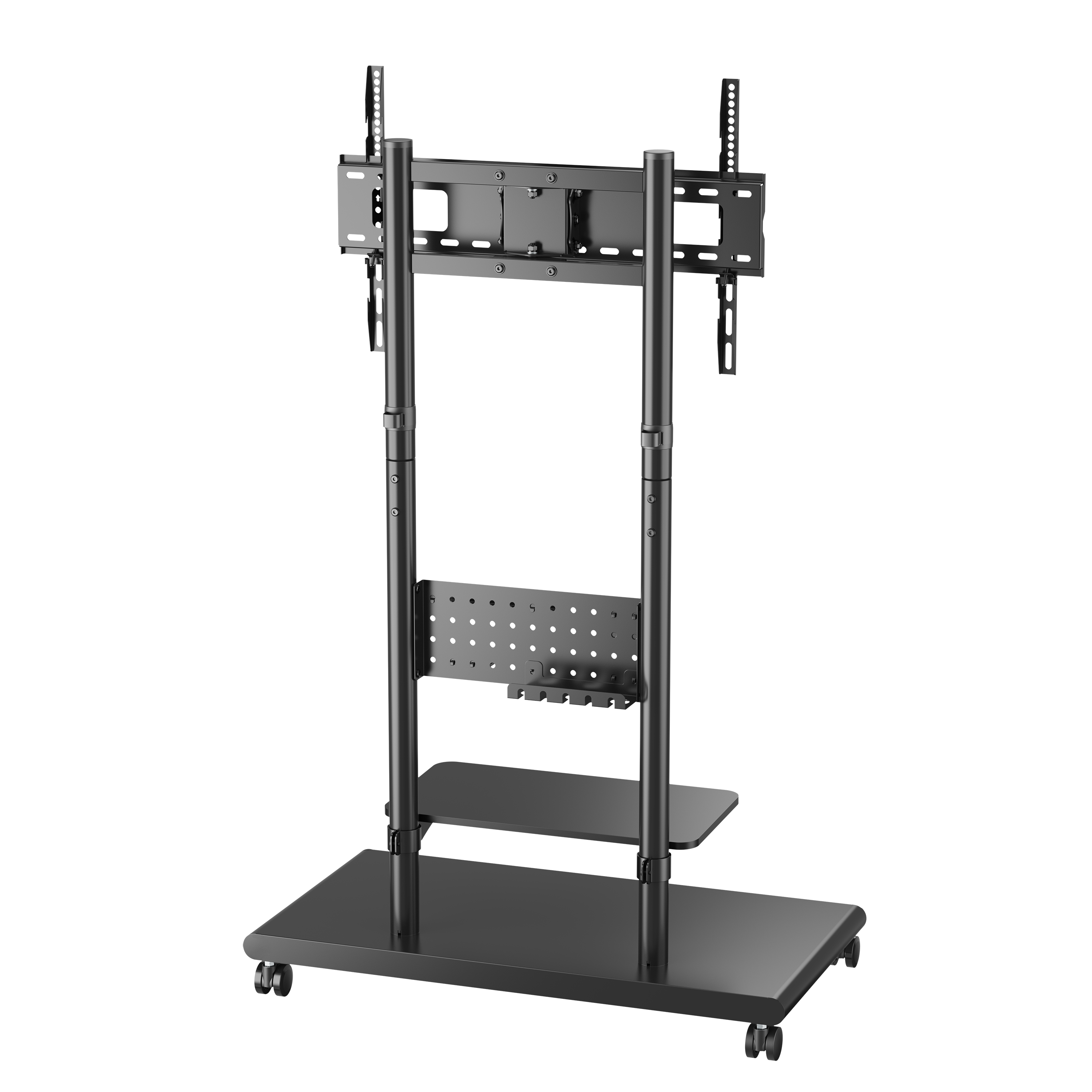 Mobile TV Floor Stand with Pegboard Shelf Supplier and