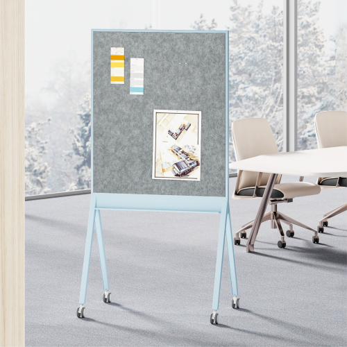 Mobile Single-Sided Magnetic Whiteboard with Felt Surface WB18-02  Designed for agile workspace from china(chinese)