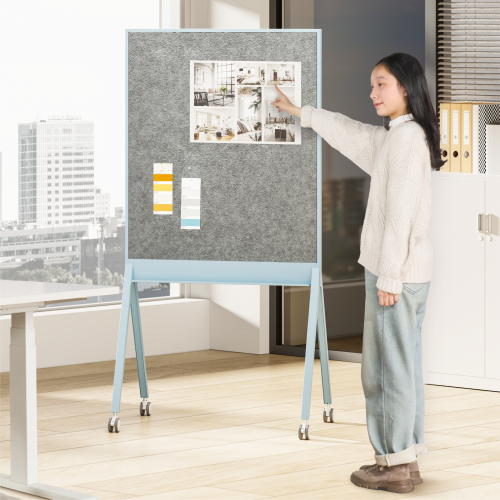 Mobile Single-Sided Magnetic Whiteboard with Felt Surface WB18-02  Designed for agile workspace from china(chinese)