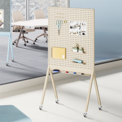 Mobile Single-Sided Magnetic Whiteboard with Pegboard Surface