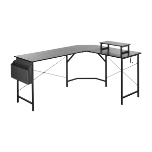 Corner-Shaped Gaming Desk with Movable Computer Riser