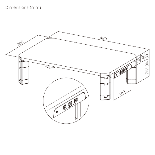 Particle Board Modular Multi-Purpose Riser with USB Ports AMS-7 Accommodate most 13’’-32’’ monitors, laptops, printers, and other office machines from china(chinese)