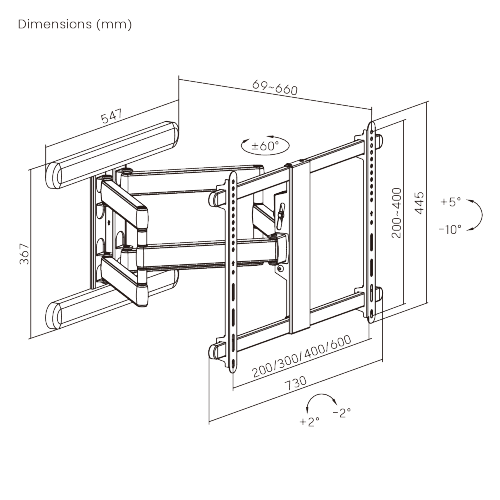 Premium Aluminum Full-Motion TV Wall Mount LPA70-466 For most 37"-80" Flat Panel TVs  from china(chinese)