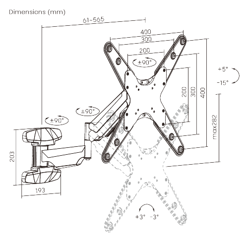Interactive Counterbalance Height Adjustable TV Wall Mount LDA24-442 For most 23''-55'' curved & flat panel TVs from china(chinese)