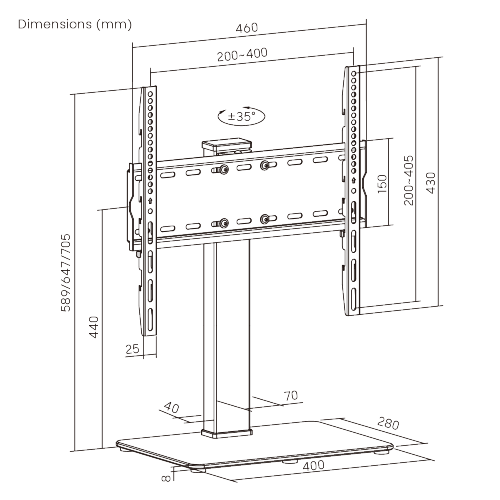 Swivel TV Stand with Glass Base LDT03-17S Support most 32"-55" LED, LCD flat panel TVs from china(chinese)
