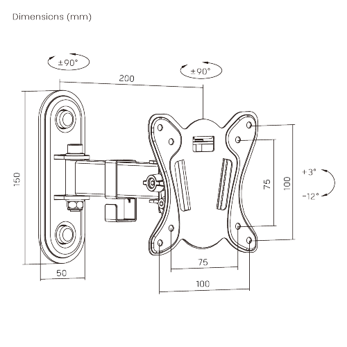 Compact Full-Motion TV Wall Mount KMA20-111 For most 13"-27" LED, LCD Flat Panel TVs from china(chinese)