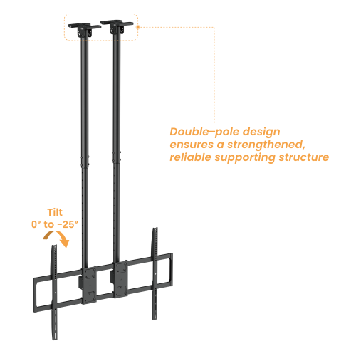 Dual-Pole Cost-Effective Heavy-Duty Ceiling Mount for Large TVs PLB-CE15610L Maximum Distance from TV to Wall: 1090~1690mm (42.9"~66.5") from china(chinese)