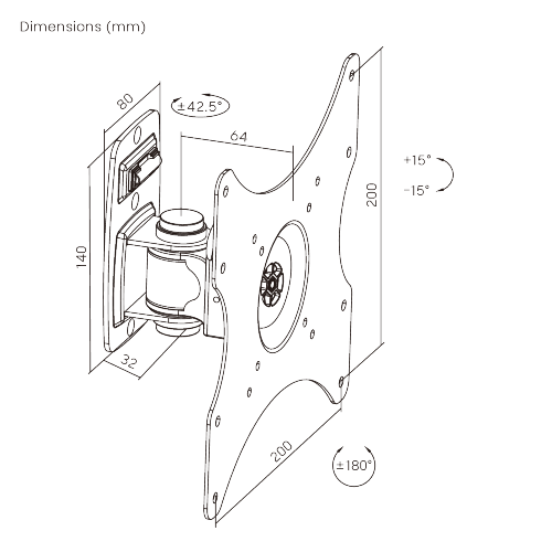 Anti-theft 360° Rotating Pivot TV Wall Mount LCD-153A For most 23''-42” LED, LCD flat panel TVs from china(chinese)
