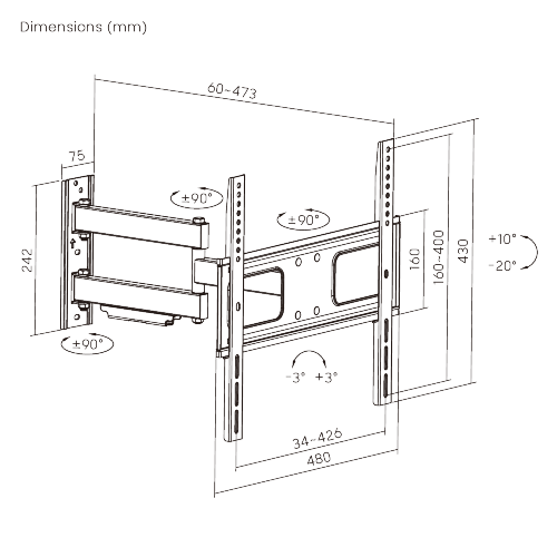 Slim Articulating Full-Motion TV Wall Mount LPA36-443 For most 32"-55" curved & flat panel TVs from china(chinese)