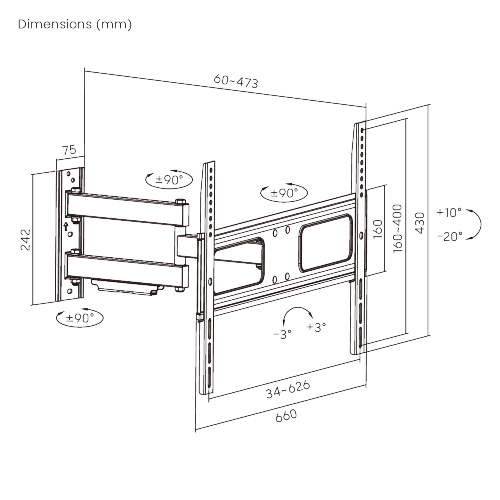 Slim Articulating Full-Motion TV Wall Mount LPA36-463 For most 37"-70" curved & flat panel TVs from china(chinese)