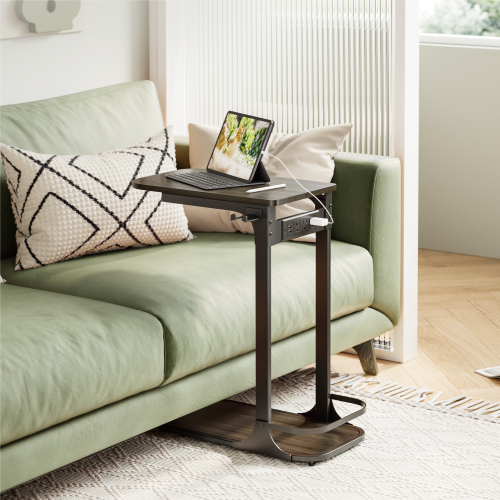 C-Shaped Side Table with Power Strip & Headphone Holder TS10-01 Everyday Essentials, Just an Arm’s Reach Away! from china(chinese)