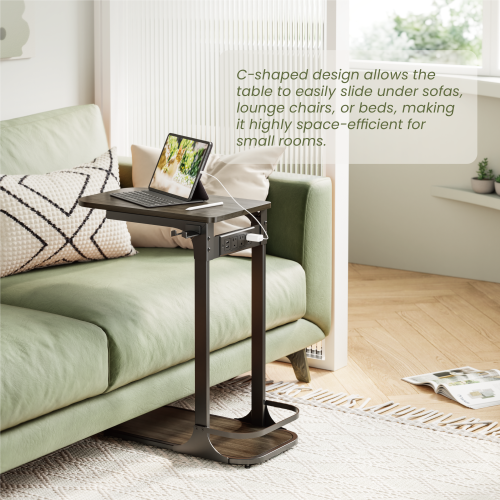C-Shaped Side Table with Power Strip & Headphone Holder TS10-01 Everyday Essentials, Just an Arm’s Reach Away! from china(chinese)