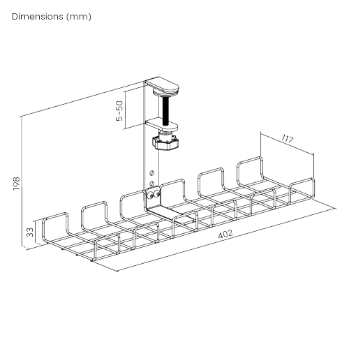Compact Clamp-On Under-Desk Cable Management Tray CC11-14-1  from china(chinese)
