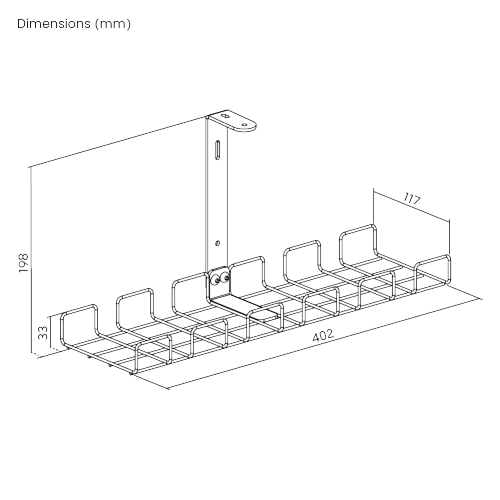 Compact Screw-Mounted Under-Desk Cable Management Tray CC11-14-1S  from china(chinese)
