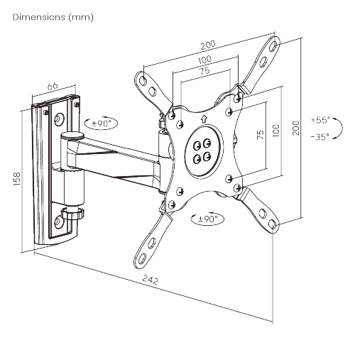 Aluminum Articulating TV Wall Mount LDA18-221 Specially for RV, Motor Home, Caravan, etc. from china(chinese)