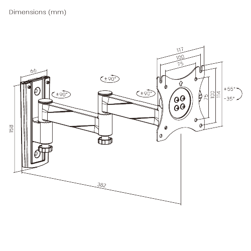 Aluminum Articulating TV Wall Mount LDA18-112 Specially for RV, Motor Home, Caravan, etc. from china(chinese)