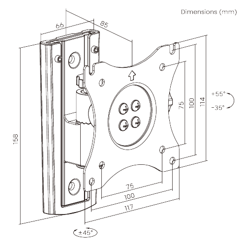 SOPORTES DE PARED PIVOTANTE DE ALUMINIO LDA18-110 Especialmente para Vehículos Recreativos, Casa Rodante, Caravanas, etc. from china(chinese)