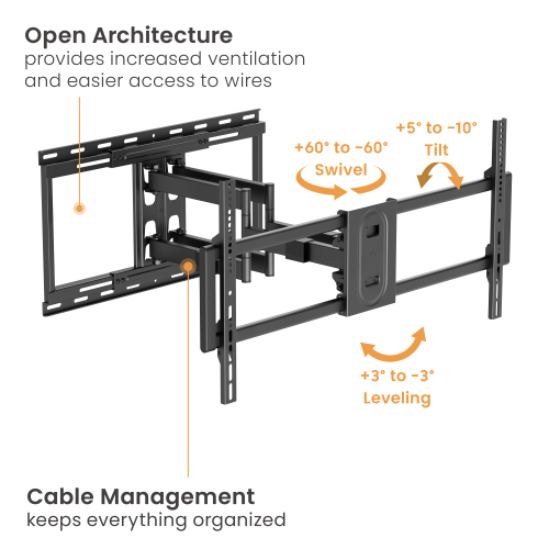 Heavy-Duty Full-Motion TV Wall Mount with Lateral Shift Wall Plate LPA80-486A For Double Stud (600mm) & Solid Wall from china(chinese)