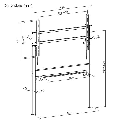 SlimLift Motorized Height Adjustable Heavy‑Duty Wall‑Mounted Stand TTF19S-69FR Hold TVs up to 90 inch, 90 kg (198 lbs) from china(chinese)