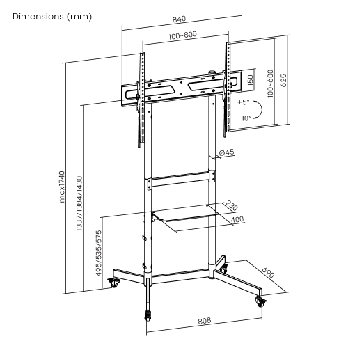 Economy Steel TV Cart  T1044TE Budget-friendly with excellent weight capacity up to 70kg/154lbs. from china(chinese)