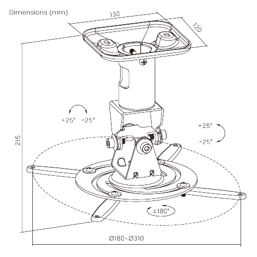 スチールプロジェクター天吊り金具 EPB-2 最大15kgs/33lbsのプロジェクター用 from china(chinese)
