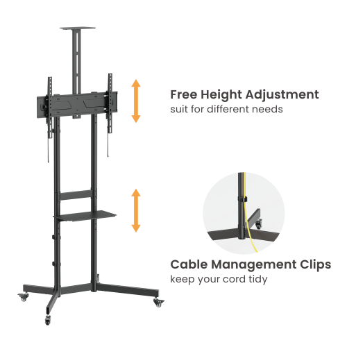 Economy Steel TV Cart with Camera Shelf T1043T Budget-friendly with excellent weight capacity up to 70kg/154lbs. from china(chinese)