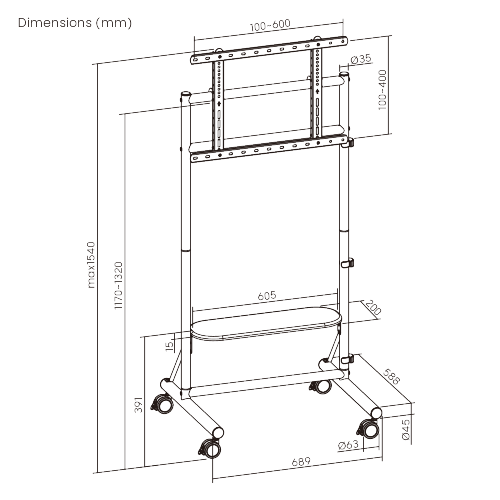Nature-Inspired TV Carts with Wood Shelf FS60-46FW-02  from china(chinese)
