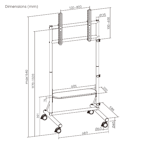 Nature-Inspired TV Carts with Wood Shelf FS60-44FW-02  from china(chinese)