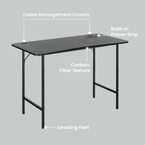 Rectangular Gaming Desk with Built-In Power Strip