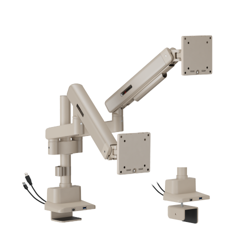 Dual Screen Pole-Mounted Premium Mechanical Spring Monitor Arm with 3.0 USB Ports  LDT104-C024UCP  from china(chinese)