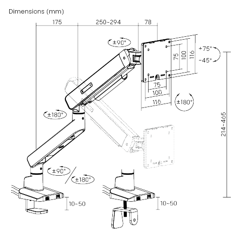 Single Screen Premium Mechanical Spring Monitor Arm with 3.0 USB Ports LDT104-C012UC  from china(chinese)