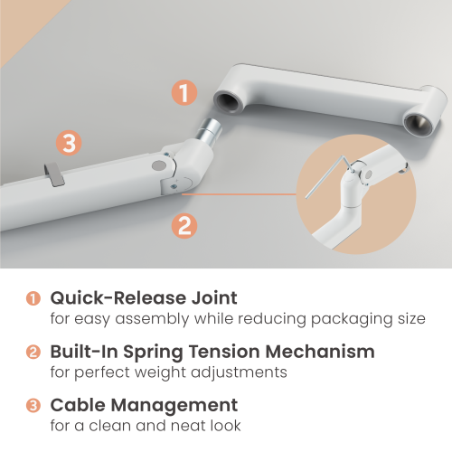 BoldGrip Heavy-Duty Wall-Mounted Gas Spring Monitor Arm LDA98-112 Supports monitors up to 57" in size or weighing up to 27kg (59.4 lbs) from china(chinese)