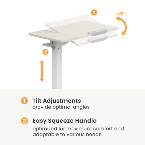 Mobile Height Adjustable Side Table with Tiltable Tabletop FMT02-03 Effortless Versatility, Seamless Comfort from china(chinese)