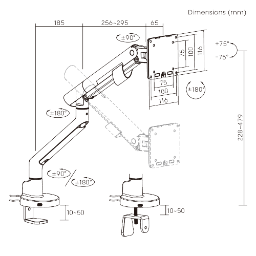 Nova Slim Mechanical Spring Monitor Arm with USB-A & USB-C Ports LDT105-C012UC Slim, Sleek, Smooth from china(chinese)