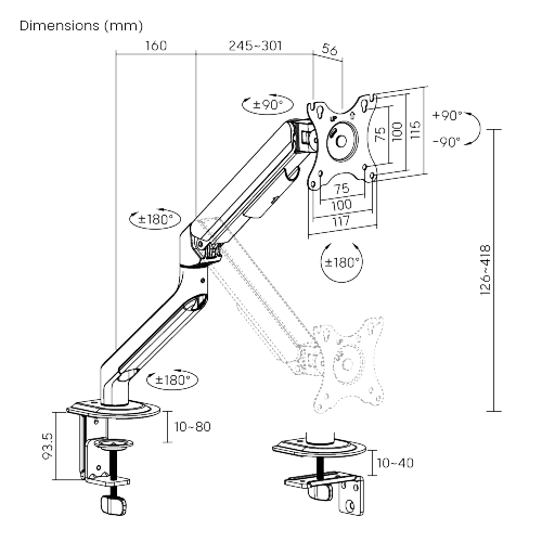 Counterbalance Gas Spring Single Monitor Arm LDT109-C012 Smooth and Effortless Lift Every Time from china(chinese)