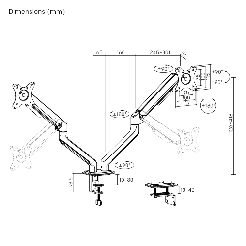 Counterbalance Gas Spring Dual Monitor Arm LDT109-C024 Smooth and Effortless Lift Every Time from china(chinese)