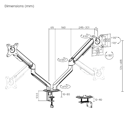 Counterbalance Mechanical Spring Dual Monitor Arm LDT109-C024E Smooth and Effortless Lift Every Time from china(chinese)