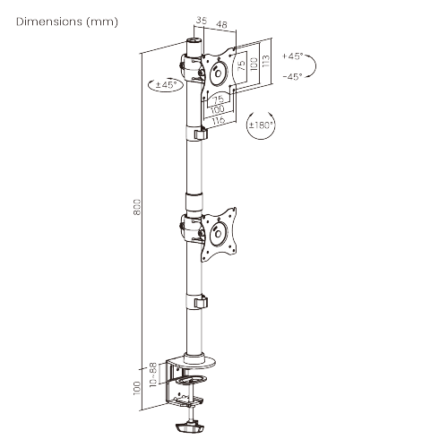 デュアルスクリーン垂直アレイモニターアーム LDT08-C02V ほとんどの13"-27" LCDモニター用 from china(chinese)