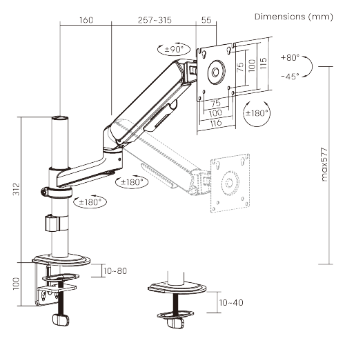 Simplicity Economical Mechanical Spring Pole-Mounted Monitor Arm LDT108-C012PE Combines functionality with modernity. from china(chinese)