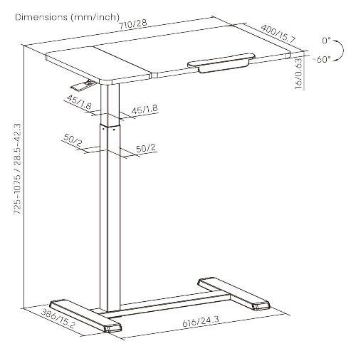 Height Adjustable Mobile Gas-Lift Side Table with  Gas Spring Tilt Desktop FMT02-07  from china(chinese)