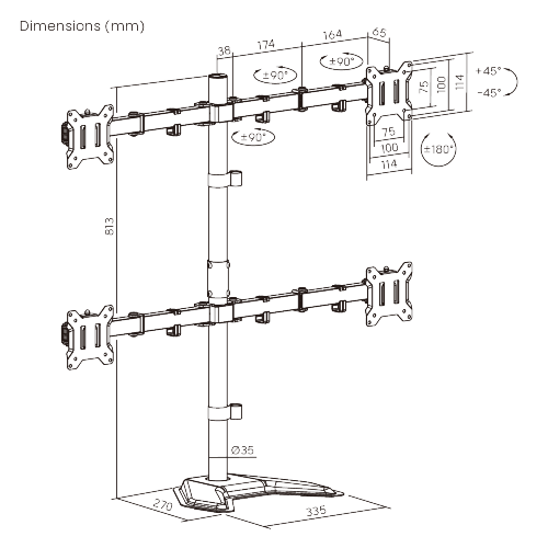 Economy Articulating Quad Monitor Stand LDT110-T048 Stable and Cost-Effective from china(chinese)